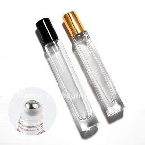 Empty 10ml Thick Wall Essential Oil Glass Roll On Bottle Square Round Slim Shape 10ml Roller Bottle For Perfume