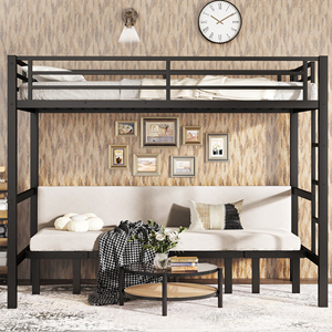 <span class=keywords><strong>Lit</strong></span> superposé en métal extra-large moderne avec fonction canapé-<span class=keywords><strong>lit</strong></span>, design gain de place, montage facile pour salon/usage scolaire - Product Image 3