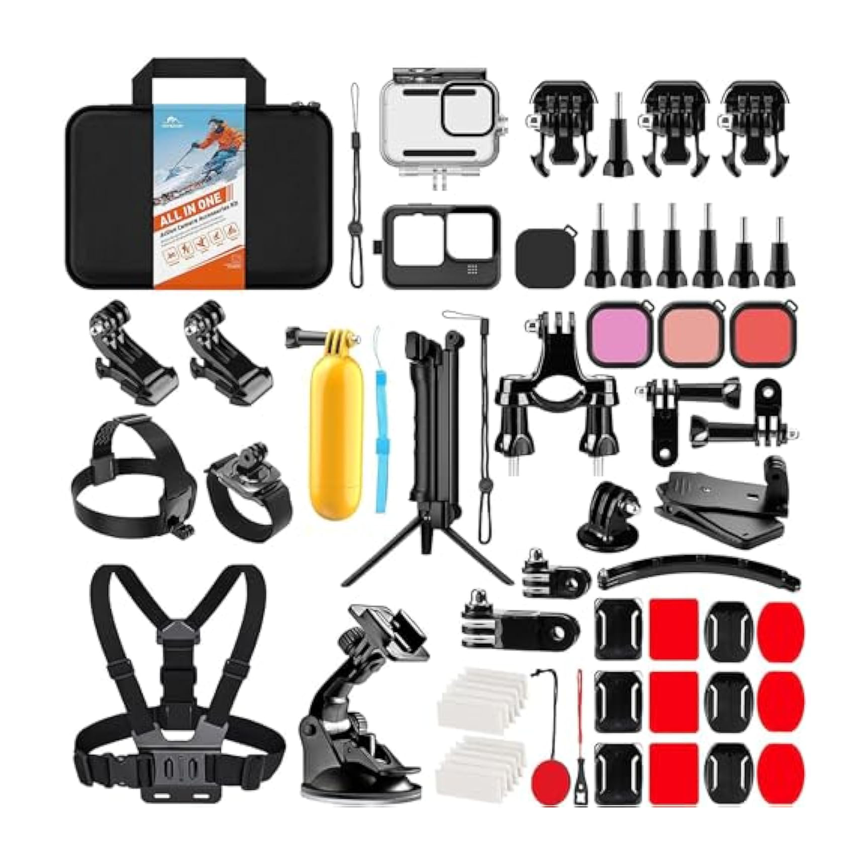 HONGDAK Action Camera Accessories Kit for gopro Hero 9 10 11 12 Black gopro 13 12 Camera Accessories Set 61 in 1