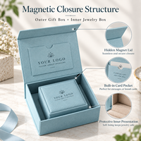 Boîte à bijoux en papier avec couvercle magnétique premium pour bracelet, boucles d'oreilles, collier, bague, emballage cadeau