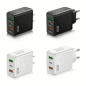 3 Usb Port Wall Charger <b>Adapter</b> 30W USB Type C Fast Charging EU US <b>Plug</b> - Product Image 6