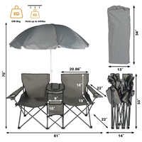 Promotion métal Portable camping table pliante et chaises ensemble camping fauteuil inclinable chaises pliantes en métal avec parapluie