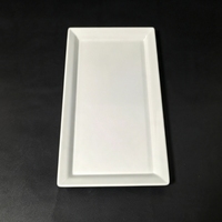 Assiette rectangulaire en mélamine blanc brillant, design personnalisé, compatible lave-vaisselle, plateau alimentaire pour barbecue et restaurant de fondue