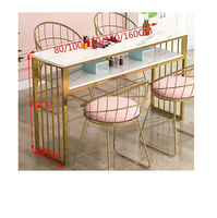 Table d'art des ongles à motif de marbre nordique ensemble de table de manucure double simple moderne