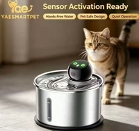Fontaine à eau intelligente pour chat 3L en acier inoxydable avec système de filtration, ultra silencieuse, facile à nettoyer, affichage multi-modes, affichage de la puissance restante