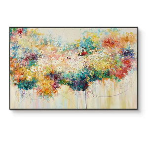 Pinturas Acrílicas Decorativas para Pared, Arte Abstracto Floral, Pintura Acrílica al Óleo sobre Lienzo, Decoración Elegante para Sala de Estar, Z-260128-02, Personalizable - Product Image 1