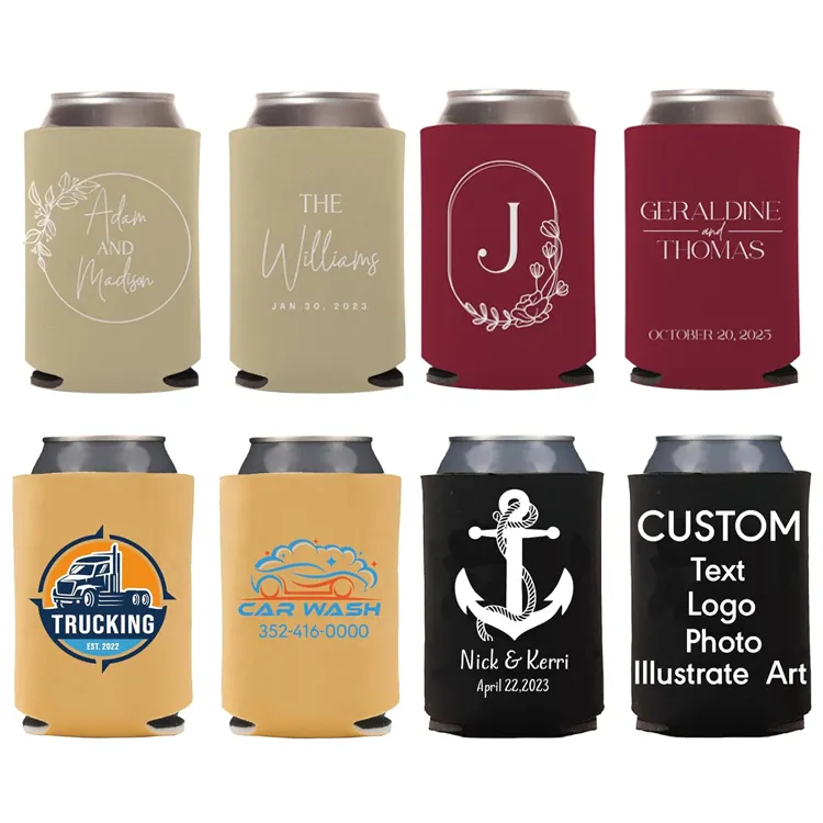 Custom Printing Sublimation 12oz Neoprene Can Cooler Stubby Holder With Logo Neoprene Collapsible Beer Can Cooler Holder