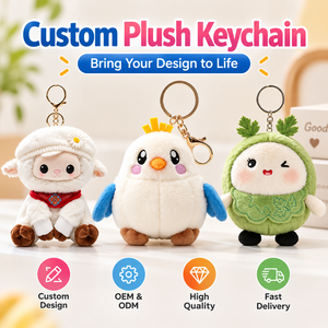 Porte-clés en peluche personnalisé OEM ODM, pendentif en peluche doux (agneau, oiseau, légume), cadeau, fournisseur en gros - Product Image 1