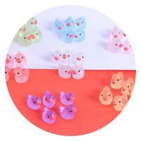 KI huiyuan Mignon mini canard lumineux de dessin animé, animal transparent tridimensionnel, accessoire de bijoux en résine pour artisanat DIY