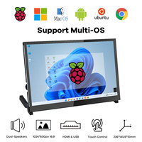 RPI 4 Model B 10.1 inç dokunmatik ekran 1024x600 IPS LCD 2 Speackers ekran + tutucu ile ahududu Pi için 3B +/PC/ahududu Pi 4
