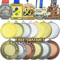 Échantillon gratuit OEM alliage de zinc vierge personnalisé Marathon Run médaille Sports métal basket-ball football médaille avec ruban