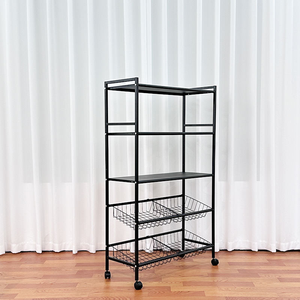 Étagères de rangement métalliques de haute qualité à 4 niveaux, étagères de rangement pour entrepôt, étagères amovibles avec roulettes pour une utilisation en cuisine - Product Image 2