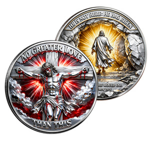 Moneta Commemorativa in Metallo Stile San Giovanni 11:25, Artigianato Metallico a Tema <span class=keywords><strong>Risurrezione</strong></span> e Vita, Decorazione a Cornice a Cuore, Souvenir da Collezione - Product Image 6