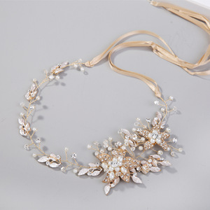 Bandeau de <span class=keywords><strong>mariage</strong></span> couleur argent perle strass, accessoires de cheveux pour femmes, accessoires ornements de cheveux, bijoux couvre-chef de mariée - Product Image 5