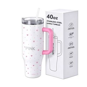 Vaso Térmico de Acero Inoxidable de 40oz Personalizado al por Mayor con Asa y Tapa con Pajita para Exteriores - Product Image 1