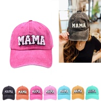 Obral Panas Hadiah Hari Ibu Topi Ayah Bordir Tertekan Topi Bisbol MAMA Chenille Katun Dicuci Topi Olahraga Tambalan Antik