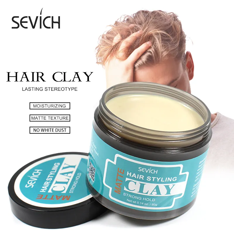 Пользовательский логотип текстура волос глина натуральный бентонитовый край контроль Быстросохнущий мужской воск для волос