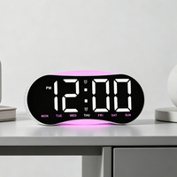 Horloge murale numérique LED à grand écran de 10 pouces avec lumière ambiante, horloge de bureau intelligente pour chambre à coucher, maison, bureau