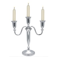 Tempat Lilin Logam Aluminium Modern untuk 3 Lilin, Dapat Digunakan Kembali, untuk Dekorasi Pernikahan, Gereja, Liburan, Hanukkah, Halloween, Warna Emas Perak