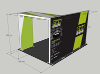 Stand d'exposition modulaire portable léger 12x12 pieds, stand d'exposition en aluminium, stand sur pied avec éclairage LED rétroéclairé en tissu