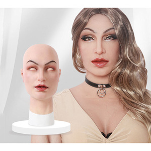 Masque facial réaliste en silicone pour femme avec <span class=keywords><strong>maquillage</strong></span>, masque de tête de belle fille pour drag queen, <span class=keywords><strong>travesti</strong></span>, cosplay, déguisement - Product Image 5