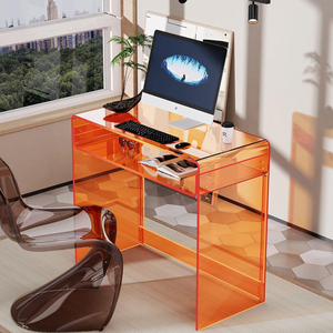 Bureau d'étude pour ordinateur portable en acrylique orange personnalisé de luxe avec tiroir pour le bureau à domicile, table console pour l'affichage, acrylique <span class=keywords><strong>club</strong></span> - Product Image 2