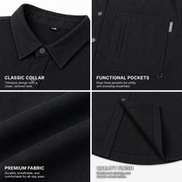 MASILOU Camisa de Trabajo Casual para Hombre, Forrada de Polar, Ripstop, Manga Larga, con Botones, Ecológica, Transpirable, con Dos Bolsillos en el Pecho y Parche de Etiqueta