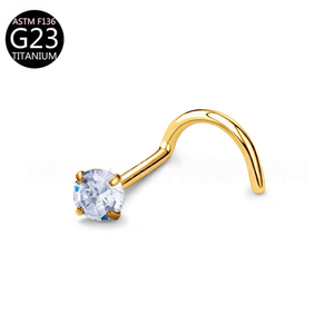 แหวนจมูก Freya แบบ unisex รูปทรงตัว S ทำจากไทเทเนียม ประดับเพชรซิร์คอน สำหรับเจาะจมูก ขายส่ง ชุบทอง เหมาะสำหรับงานแต่งงาน โรแมนติก - Product Image 6