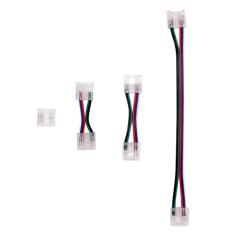 Fast connection plug and play solderless LED strip connectors 8mm 10mm 12mm seamless COB LED strip connector 4 pins 5 pins cable