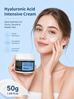 Crème Intensive à l'Acide Hyaluronique Akaril 50g, Biologique, Naturelle, Végane, Réparatrice, Revitalisante, Raffermissante, Minimisant les Pores, Soin du Visage