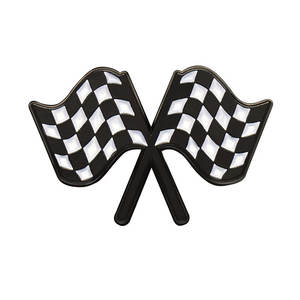 Bros Tema balap Retro hitam dan putih kisi-kisi bendera lencana logam cek bendera Enamel Lapel Pin - Product Image 1