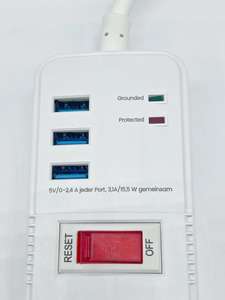 Jerman standar Eropa empat posisi perlindungan petir Strip daya soket ekstensi industri 4 outlet AC ABS 16A - Product Image 4