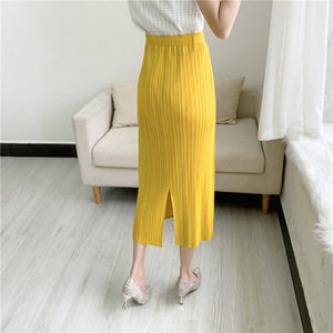<span class=keywords><strong>Falda</strong></span> plisada informal <span class=keywords><strong>de</strong></span> cintura imperio para mujer con abertura trasera y forro no transparente, estilo nuevo <span class=keywords><strong>de</strong></span> verano, longitud media - Product Image 1