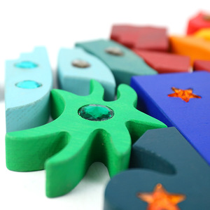 Wooden Building <b>Blocks</b> Set For Kids Early Education Toys With Colorful <b>Shapes</b> And Rhinestones 2 To 4 Years Old Unisex - Product Image 5