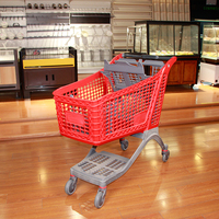 Chariot de supermarché 60/80/100/125/180 L, chariot en acier métallique pour aliments, chariot de magasin en gros, chariot de courses pliable avec siège
