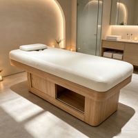 Table de massage élégante sur mesure en cuir PU et bois, style vintage, avec tiroir, pour salon de beauté, spa et bien-être