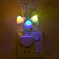 Décoration d'intérieur moderne, veilleuse LED, champignon romantique, capteur, lampe murale à brancher avec un design mignon de feuille de lotus aquatique