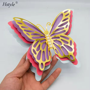Hstyle grande taille 3D <span class=keywords><strong>perle</strong></span> papillon Stickers muraux bricolage 4 couches papillon Mural mariage Festival mur filles chambre décoration - Product Image 2