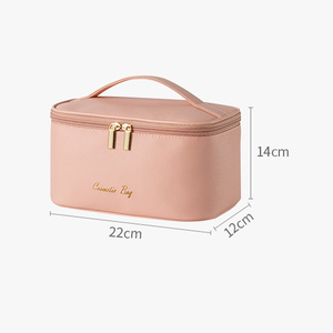 Nuevo <span class=keywords><strong>maquillaje</strong></span> de mano con patrón cruzado de gran capacidad, doble cremallera, inodoro multifuncional y bolsa de almacenamiento de viaje portátil - Product Image 2