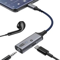 Adaptador de Auriculares Tipo C con Carga Rápida PD |   Divisor de Potencia de Audio 2 en 1 |   Control de llamadas con DAC de alta resolución |   Nylon |   para computadora |