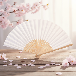 مروحة يد ورقية قابلة للطي بتصميم مخصص، بأضلاع من الخيزران مقاس 21 سم، محمولة ومناسبة للدعاية والإعلان والرسم عليها بنفسك لمهرجانات الريف - Product Image 3