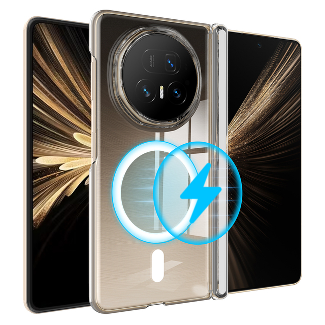 Slim Transparent Magnetic Hinge Protection Back Case for Honor Magic V5 5G Folding Hard Wireless Charging Cover