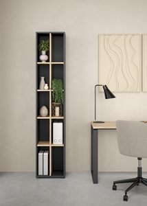 خزانة كتب عصرية ضيقة طويلة 10 أرفف مفتوحة للتخزين مكتب منزلي رف كتب باللون الرمادي غير اللامع/جاكسون هيكوري متين - Product Image 6