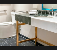 Meubles de salle de bain sur structure métallique, bases métalliques pour lavabos, finition bronze antique, pieds de meuble de toilette pour hôtel