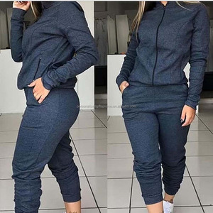 Survêtement décontracté 2 pièces <span class=keywords><strong>en</strong></span> gros Veste de sport pour femme Vestes à fermeture éclair d'automne Ensembles de pantalons de survêtement - Product Image 4