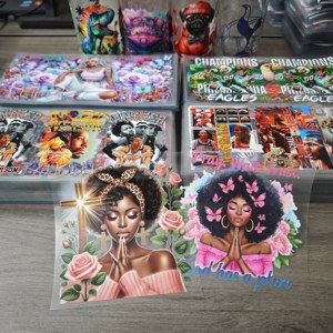 Diseños de envolturas UV DTF para cuadernos A5, transferencias UV DTF de chica negra con temática afro, calcomanías para diarios, transferencias UV DTF para cubiertas de diarios - Product Image 2