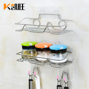 Stainless Steel Square Single Layer Wall Mounted Storage Rack Punch Free Kitchen Bathroom Organizer Shelf - Product Image 2