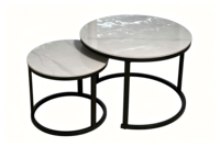 Table basse moderne minimaliste de luxe de haute qualité, ronde, 2 pièces, plateau en pierre frittée, meubles de salon, maison, hôtel