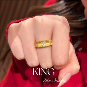 King Silver Jewelry Gourd Shape <b>Ring</b> Gold And Silver Pave Setting Unisex Everyday Wear - Product Image 4