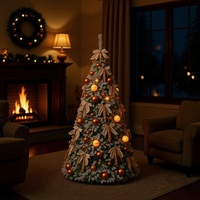 Sapin de Noël LED pré-éclairé pliable et télescopique sur pied, 8 modes réglables, montage facile, en PVC, pour décoration extérieure et intérieure